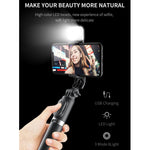 Q02S Iluminação de Preenchimento Bastão Selfie Bluetooth Tripé Suporte para Telemóvel, Q02S (Preto), Q02S (Branco)