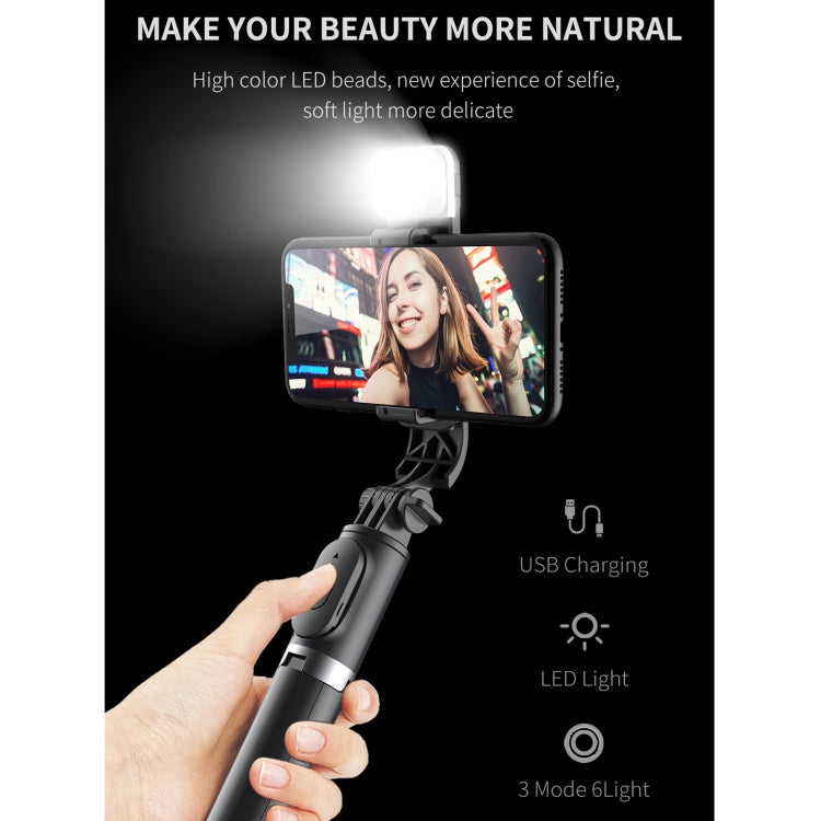 Q02S Iluminação de Preenchimento Bastão Selfie Bluetooth Tripé Suporte para Telemóvel, Q02S (Preto), Q02S (Branco)