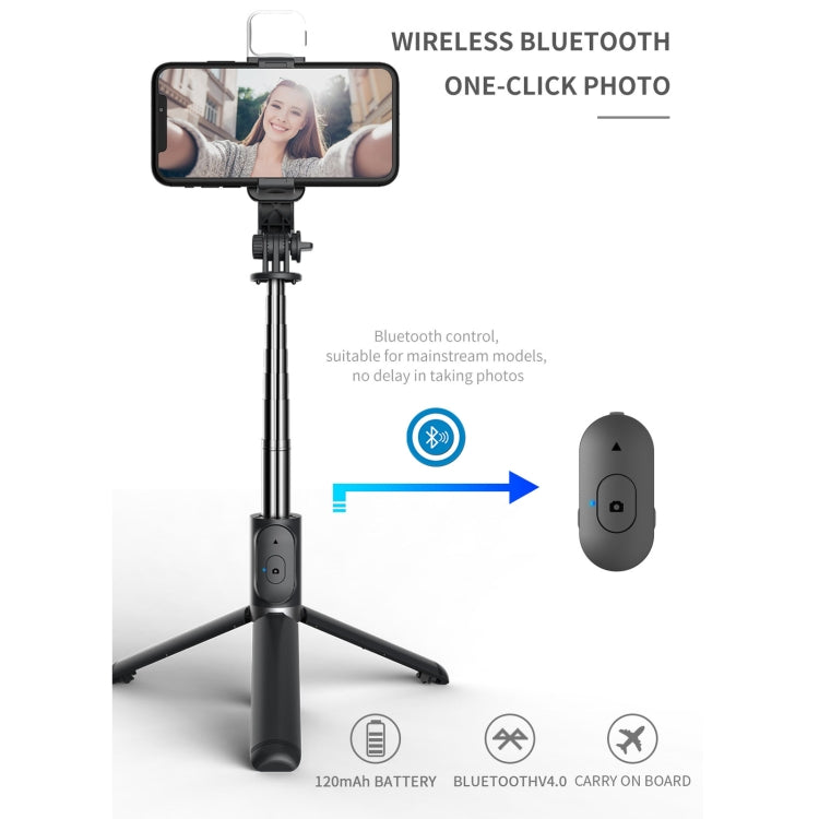 Q02S Iluminação de Preenchimento Bastão Selfie Bluetooth Tripé Suporte para Telemóvel, Q02S (Preto), Q02S (Branco)