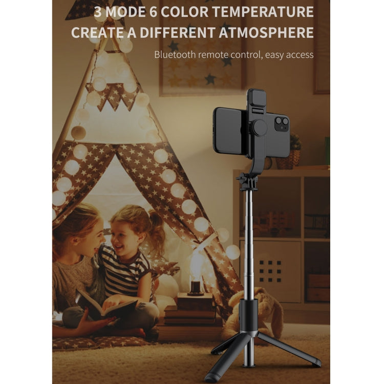 Q02S Iluminação de Preenchimento Bastão Selfie Bluetooth Tripé Suporte para Telemóvel, Q02S (Preto), Q02S (Branco)