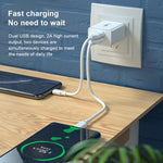 Carregador de Viagem Rápido WK WP-U56 2A Dual USB, Adaptador de Energia, Ficha UE
