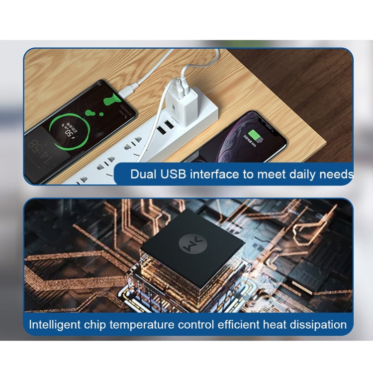 Carregador de Viagem Rápido WK WP-U56 2A Dual USB, Adaptador de Energia, Ficha UE