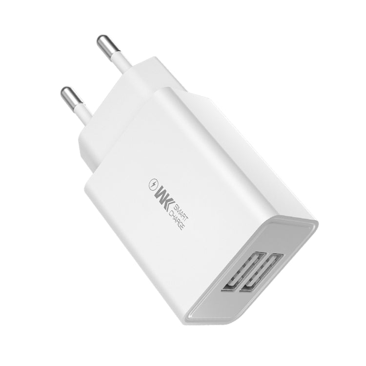 Carregador de Viagem Rápido WK WP-U56 2A Dual USB, Adaptador de Energia, Ficha UE