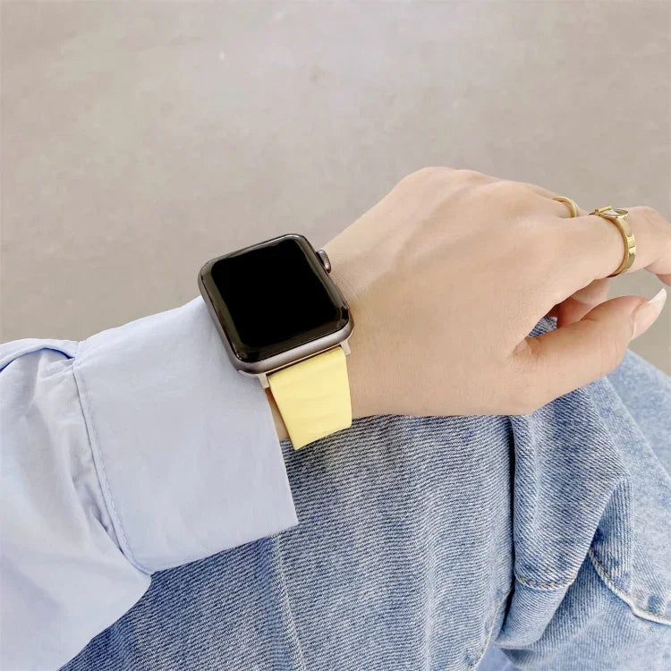 Correia de substituição em silicone estilo moderno para Apple Watch Series 6 & SE & 5 & 4 44mm / 3 & 2 & 1 42mm, fivela preta, fivela dourada rosa, fivela prateada