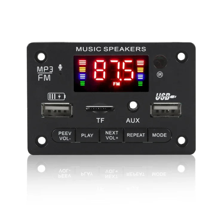 Placa Decodificadora de Leitor MP3 Áudio para Carro 12V JX-809BT, Rádio FM USB, com Bluetooth / Controlo Remoto / Gravação, JX-809BT