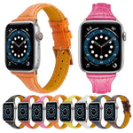 Correia de substituição em pele com textura de crocodilo, para Apple Watch Series 7 41mm / & 6 & SE & 5 & 4 40mm