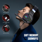 HXSJ F16 Auscultadores Gaming Estéreo com Luz RGB, Porta 3,5mm + USB e Microfone