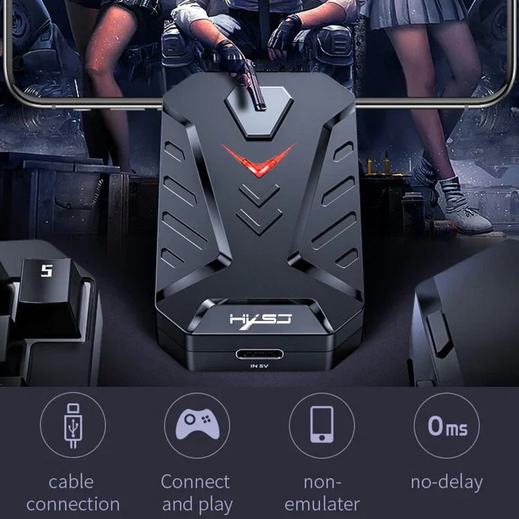 Conjunto HXSJ P8+V100+J900 Conversor Teclado-Rato + Teclado de Uma Mão + Rato Gaming Programável, P8+V100+A883