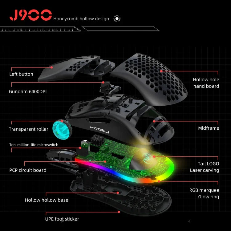 Conjunto HXSJ V100+A883+P8 Teclado de Uma Mão + Rato Gaming Programável + Conversor Teclado-Rato, V100+J900+P8