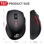 HXSJ T67 2.4G Bluetooth 3.0/5.0 Rato Sem Fios Modo Duplo, T67 2.4G