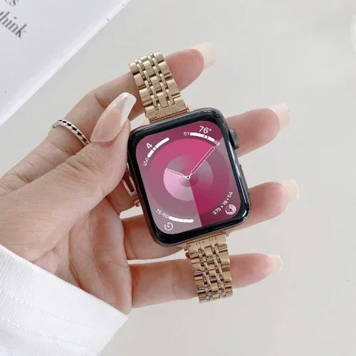 Correia de substituição em aço com sete contas, Para Apple Watch Series 7  41mm / & 6 & SE & 5 & 4 40mm, Para Apple Watch Series  7  45mm / & 6 & SE & 5 & 4 44mm