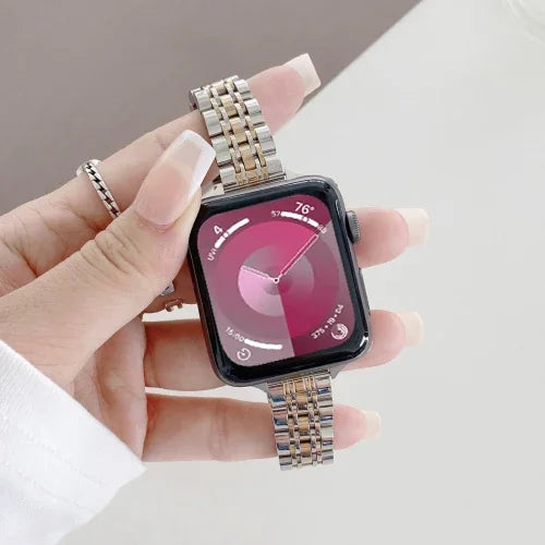 Correia de substituição em aço com sete contas, Para Apple Watch Series 7  41mm / & 6 & SE & 5 & 4 40mm, Para Apple Watch Series  7  45mm / & 6 & SE & 5 & 4 44mm