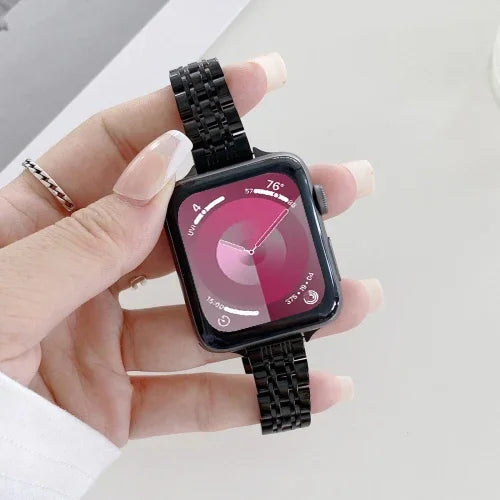 Correia de substituição em aço com sete contas, Para Apple Watch Series 7  41mm / & 6 & SE & 5 & 4 40mm, Para Apple Watch Series  7  45mm / & 6 & SE & 5 & 4 44mm