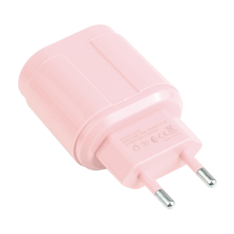 Carregador de Viagem Macarons 13-22 2.1A Dual USB, Ficha UE, EUA