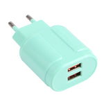 Carregador de Viagem Macarons 13-22 2.1A Dual USB, Ficha UE, EUA
