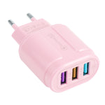 Carregador de Viagem Macarons 13-222 QC3.0 USB + 2.1A Dual USB, Ficha UE, EUA