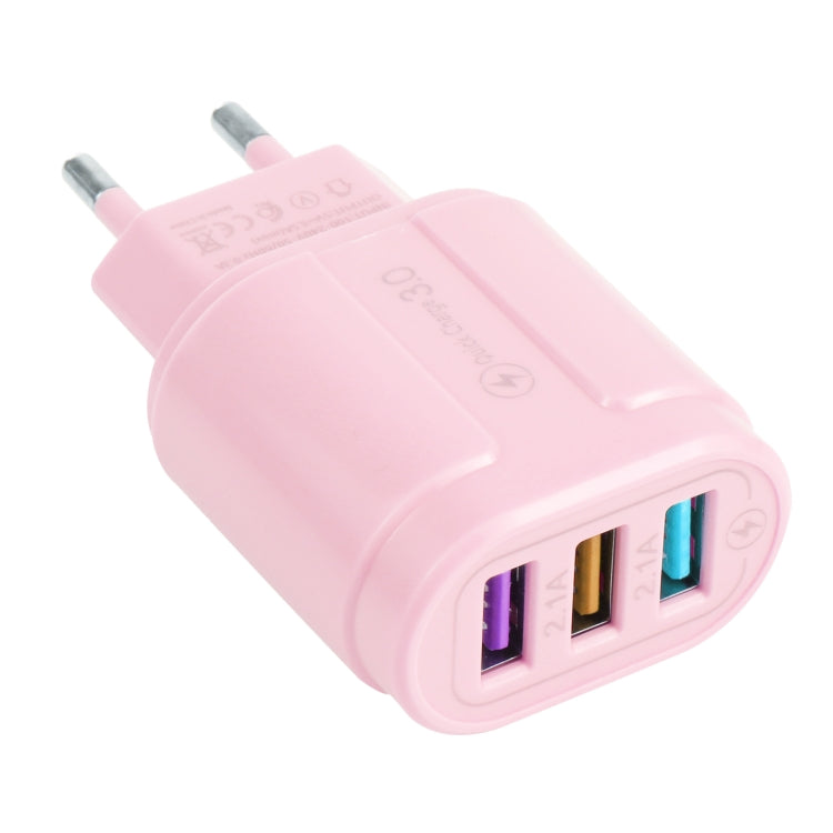 Carregador de Viagem Macarons 13-222 QC3.0 USB + 2.1A Dual USB, Ficha UE, EUA