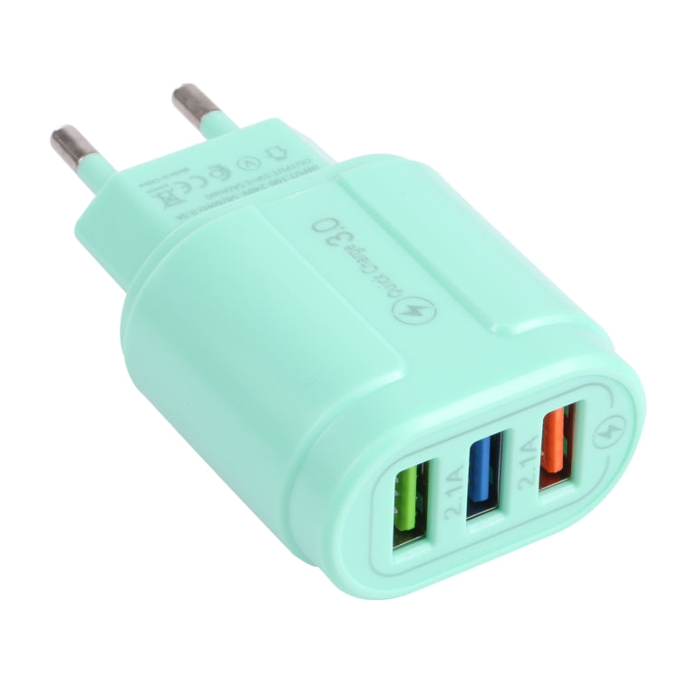 Carregador de Viagem Macarons 13-222 QC3.0 USB + 2.1A Dual USB, Ficha UE, EUA