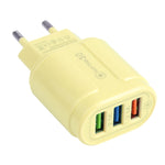 Carregador de Viagem Macarons 13-222 QC3.0 USB + 2.1A Dual USB, Ficha UE, EUA