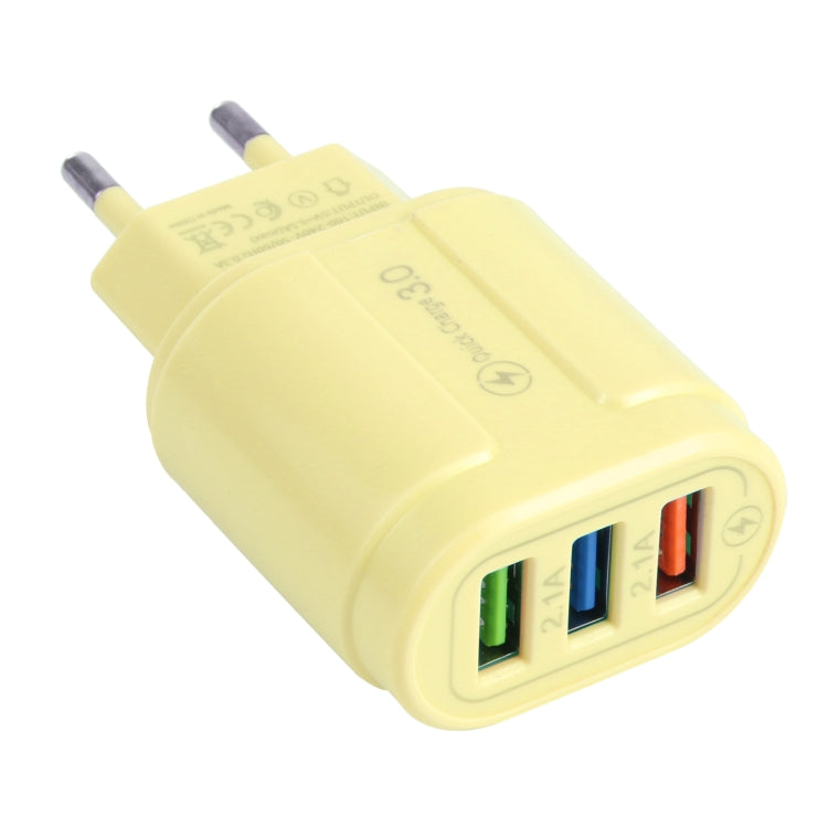 Carregador de Viagem Macarons 13-222 QC3.0 USB + 2.1A Dual USB, Ficha UE, EUA