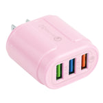 Carregador de Viagem Macarons 13-222 QC3.0 USB + 2.1A Dual USB, Ficha UE, EUA