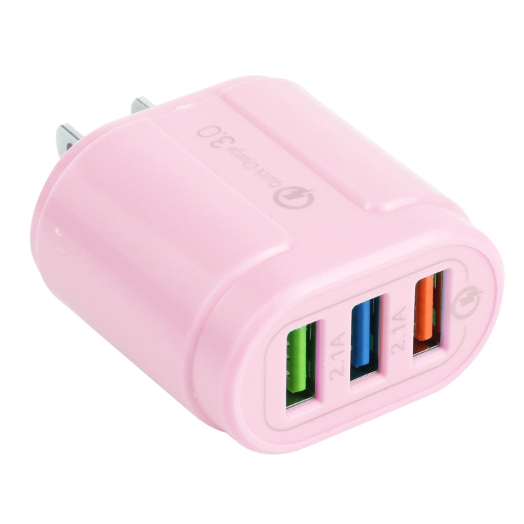 Carregador de Viagem Macarons 13-222 QC3.0 USB + 2.1A Dual USB, Ficha UE, EUA