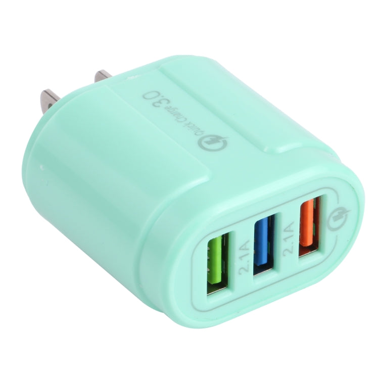 Carregador de Viagem Macarons 13-222 QC3.0 USB + 2.1A Dual USB, Ficha UE, EUA