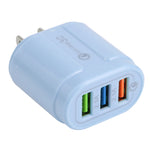 Carregador de Viagem Macarons 13-222 QC3.0 USB + 2.1A Dual USB, Ficha UE, EUA