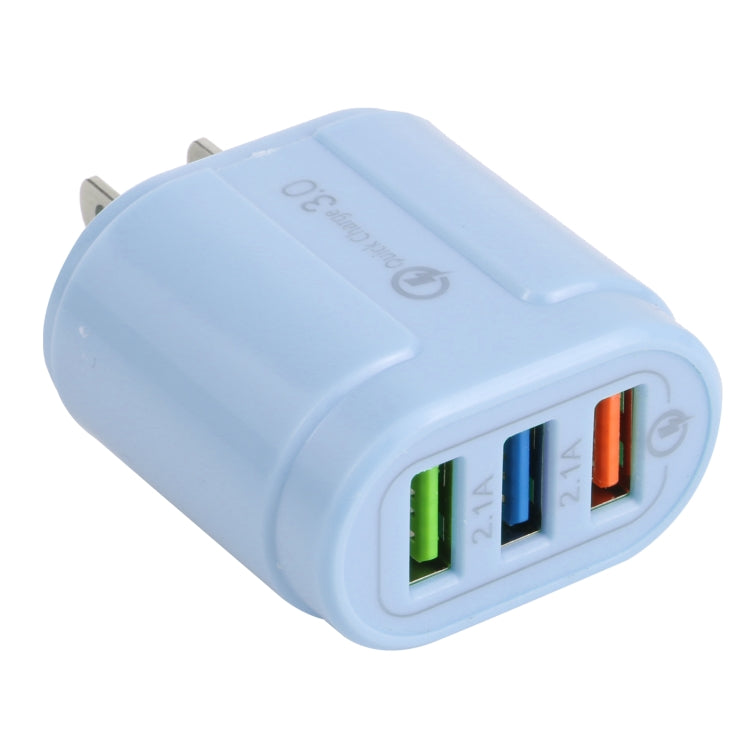 Carregador de Viagem Macarons 13-222 QC3.0 USB + 2.1A Dual USB, Ficha UE, EUA