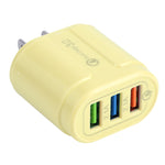 Carregador de Viagem Macarons 13-222 QC3.0 USB + 2.1A Dual USB, Ficha UE, EUA