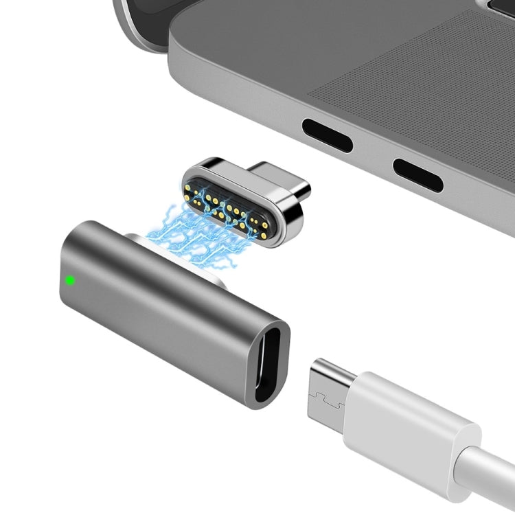 Adaptador de cotovelo USB-C / Tipo-C fêmea para USB-C / Tipo-C macho magnético de 20 pinos 100W
