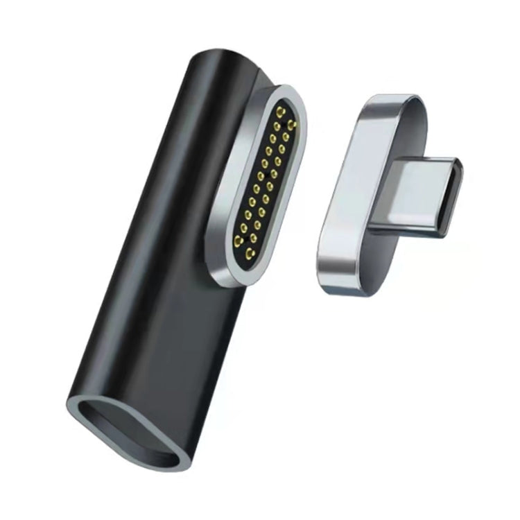 Adaptador de cotovelo USB-C / Tipo-C fêmea para USB-C / Tipo-C macho magnético de 20 pinos 100W