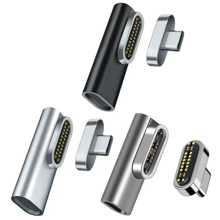 Adaptador de cotovelo USB-C / Tipo-C fêmea para USB-C / Tipo-C macho magnético de 20 pinos 100W