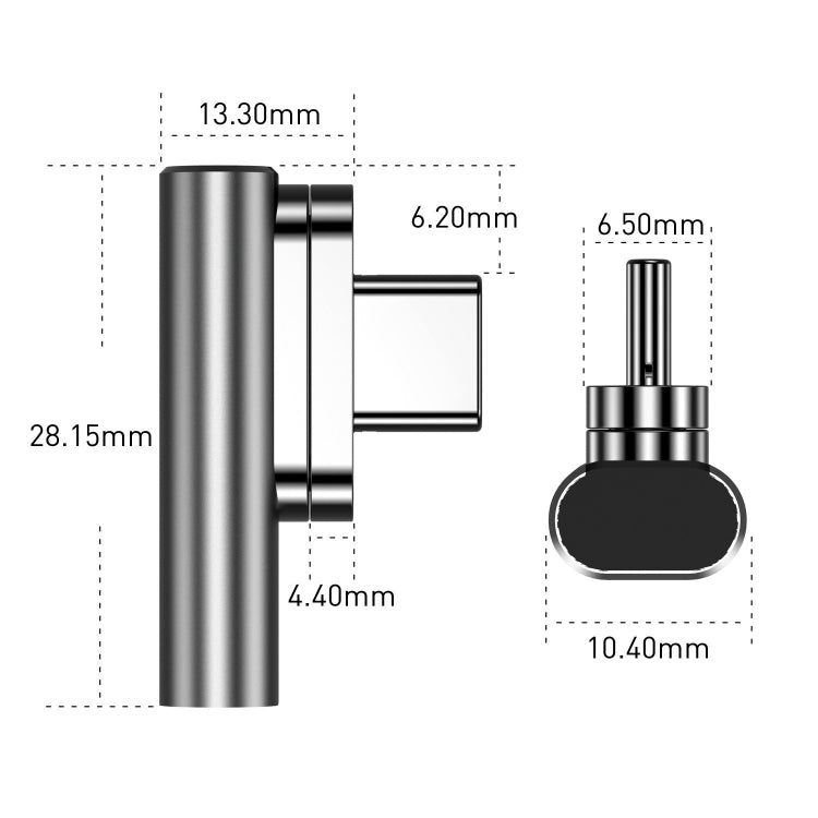 Adaptador de cotovelo USB-C / Tipo-C fêmea para USB-C / Tipo-C macho magnético de 20 pinos 100W