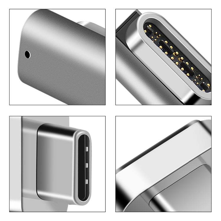 Adaptador de cotovelo USB-C / Tipo-C fêmea para USB-C / Tipo-C macho magnético de 20 pinos 100W