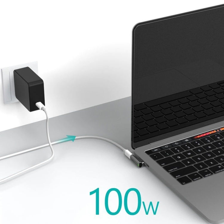 Adaptador de cotovelo USB-C / Tipo-C fêmea para USB-C / Tipo-C macho magnético de 20 pinos 100W