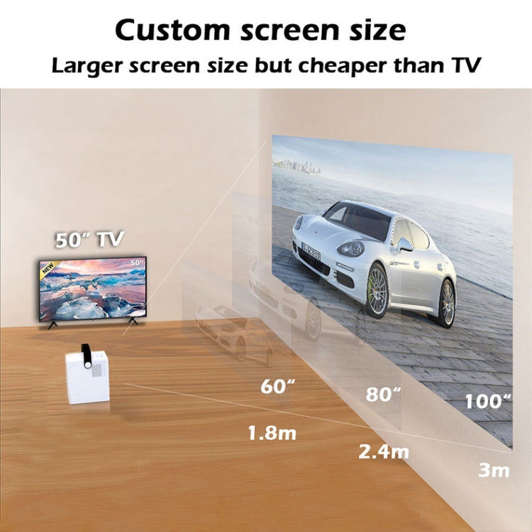 Projetor Digital LED HD Portátil WEJOY Y2 1920x1080P 100 ANSI Lumens Home Theater, Versão com Controlo Tátil por Bateria, Android 9.0, 2G+16G, Y2 Ficha US