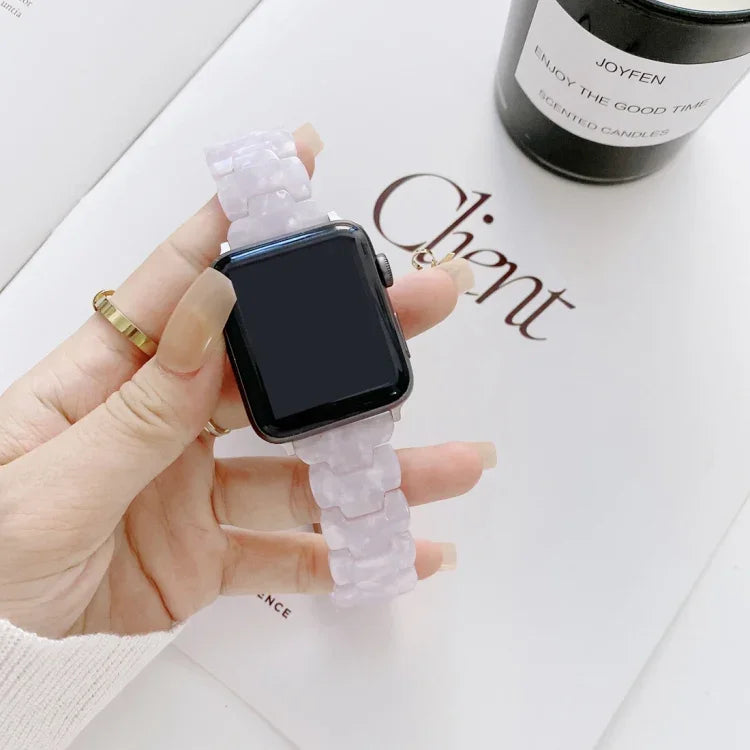 Resin Replacement Watchband For Apple Watch Series, 7 41mm / 6 & SE & 5 & 4 40mm / 3 & 2 & 1 38mm, 7 45mm / 6 & SE & 5 & 4 44mm / 3 & 2 & 1 42mm