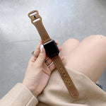 Correia de Substituição em Pele Retro com Fivela em Forma de 8 para Apple Watch Series, 7 41mm / 6 & SE & 5 & 4 40mm / 3 & 2 & 1 38mm, 7 45mm / 6 & SE & 5 & 4 44mm / 3 & 2 & 1 42mm