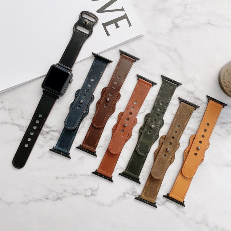 Correia de Substituição em Pele Retro com Fivela em Forma de 8 para Apple Watch Series, 7 41mm / 6 & SE & 5 & 4 40mm / 3 & 2 & 1 38mm, 7 45mm / 6 & SE & 5 & 4 44mm / 3 & 2 & 1 42mm