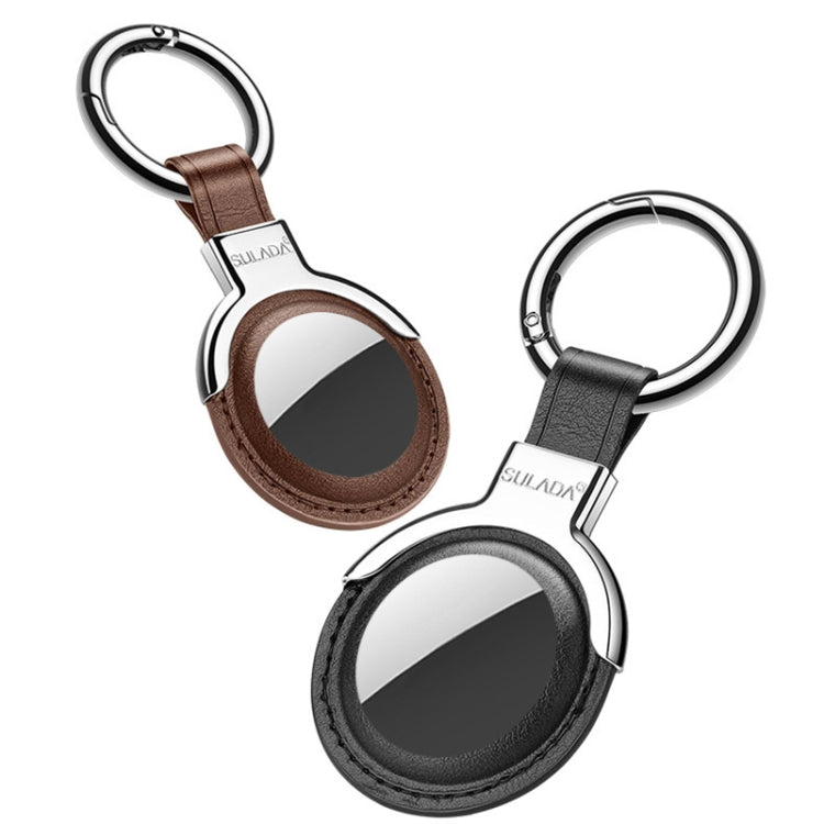 Capa Protetora de Couro SULADA com Argola de Chaveiro Intercambiável para AirTag 2ª Geração / AirTag 1ª Geração