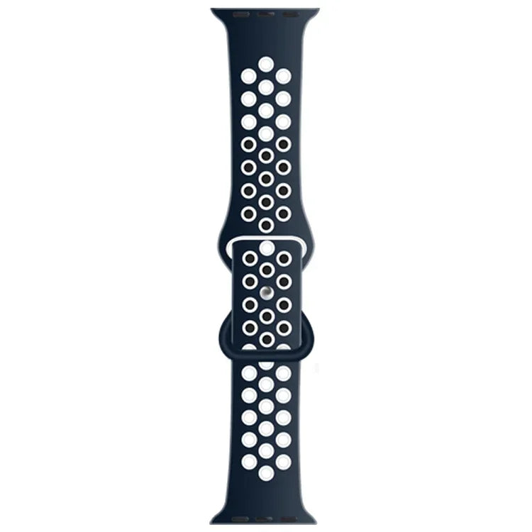 Butterfly Buckle Dual-tone Liquid Silicone Replacement Watchband For Apple Watch Series, 7 41mm / 6 & SE & 5 & 4 40mm / 3 & 2 & 1 38mm, 7 45mm / 6 & SE & 5 & 4 44mm / 3 & 2 & 1 42mm