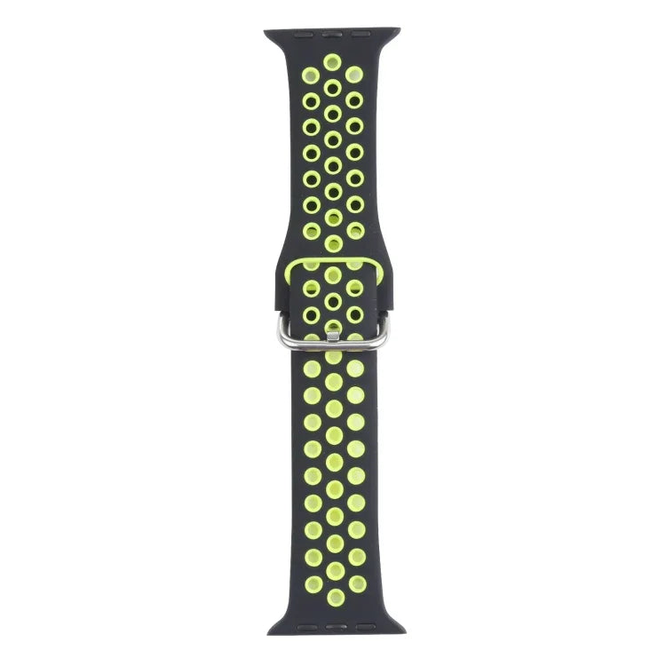 Metal Buckle Silicone Replacement Watchband For Apple Watch Series, 7 41mm / 6 & SE & 5 & 4 40mm / 3 & 2 & 1 38mm, 7 45mm / 6 & SE & 5 & 4 44mm / 3 & 2 & 1 42mm