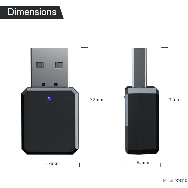 Adaptador USB Bluetooth 5.1 Receptor de Áudio KN318, KN318
