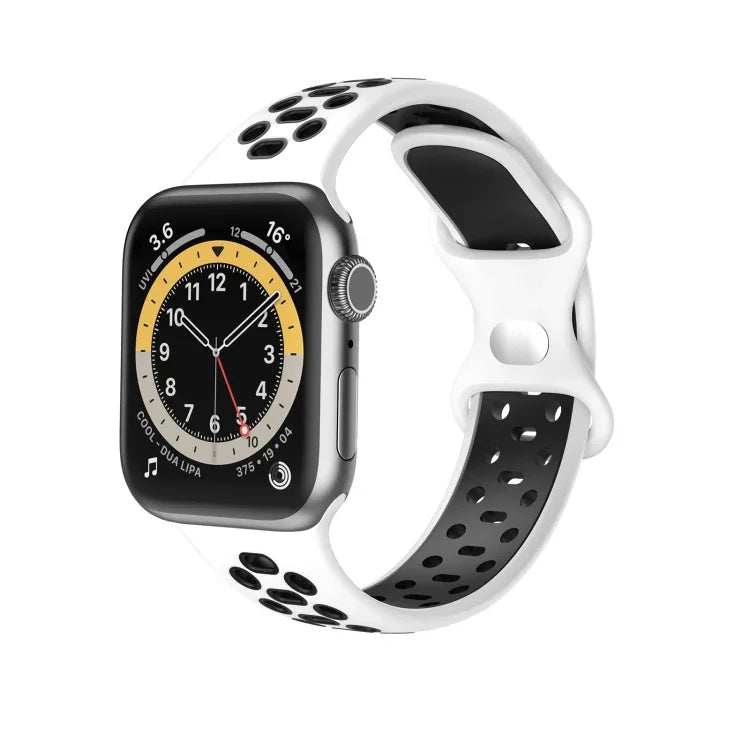 Correia de substituição em silicone bicolor com 8 fivelas para Apple Watch Series, 7 41mm / 6 & SE & 5 & 4 40mm / 3 & 2 & 1 38mm