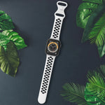 Correia de substituição em silicone bicolor com 8 fivelas para Apple Watch Series, 7 41mm / 6 & SE & 5 & 4 40mm / 3 & 2 & 1 38mm