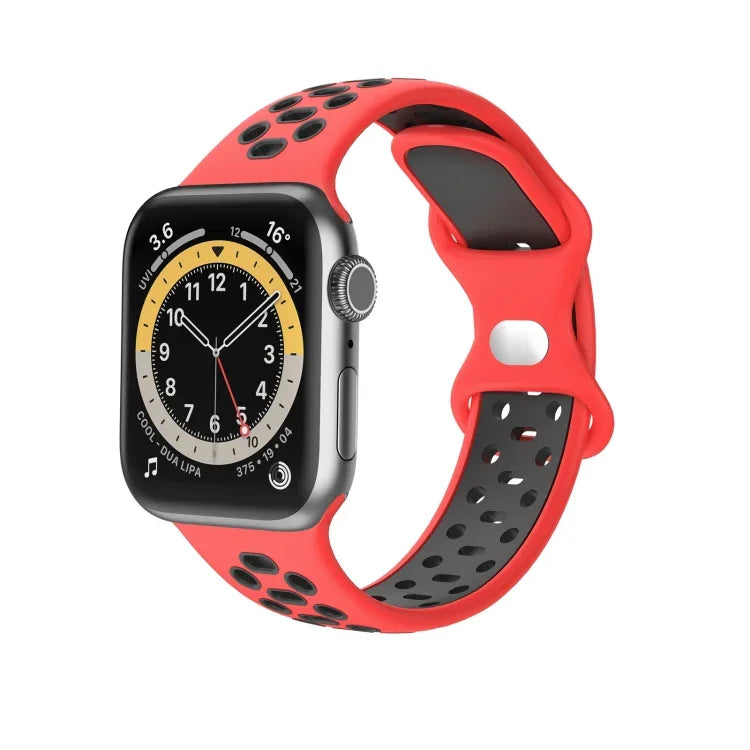 Correia de substituição em silicone bicolor com 8 fivelas para Apple Watch Series, 7 41mm / 6 & SE & 5 & 4 40mm / 3 & 2 & 1 38mm