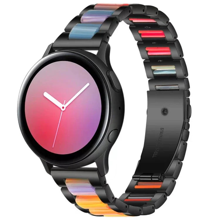 Correia de Substituição em Aço com Três Contas + Resina, Para Relógio Inteligente Samsung 20mm, Para Relógio Inteligente Samsung 22mm