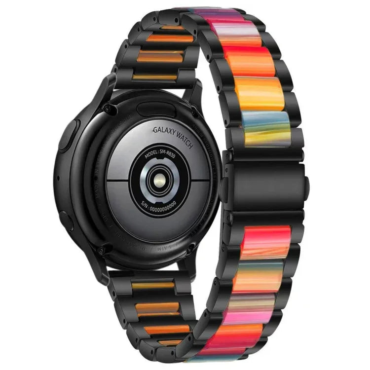 Correia de Substituição em Aço com Três Contas + Resina, Para Relógio Inteligente Samsung 20mm, Para Relógio Inteligente Samsung 22mm