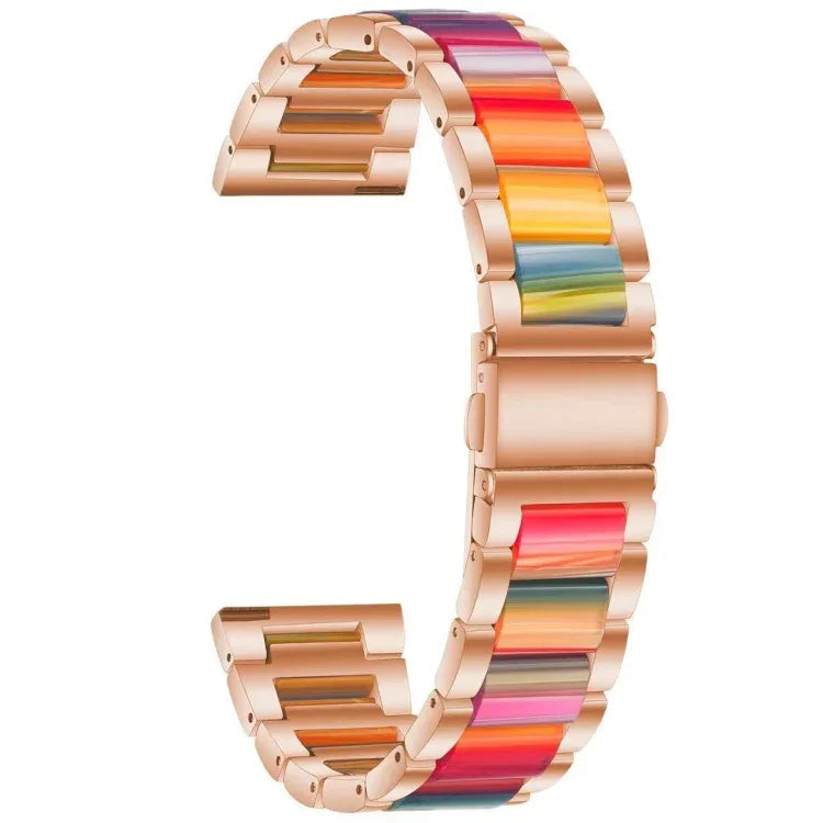 Correia de Substituição em Aço com Três Contas + Resina, Para Relógio Inteligente Samsung 20mm, Para Relógio Inteligente Samsung 22mm